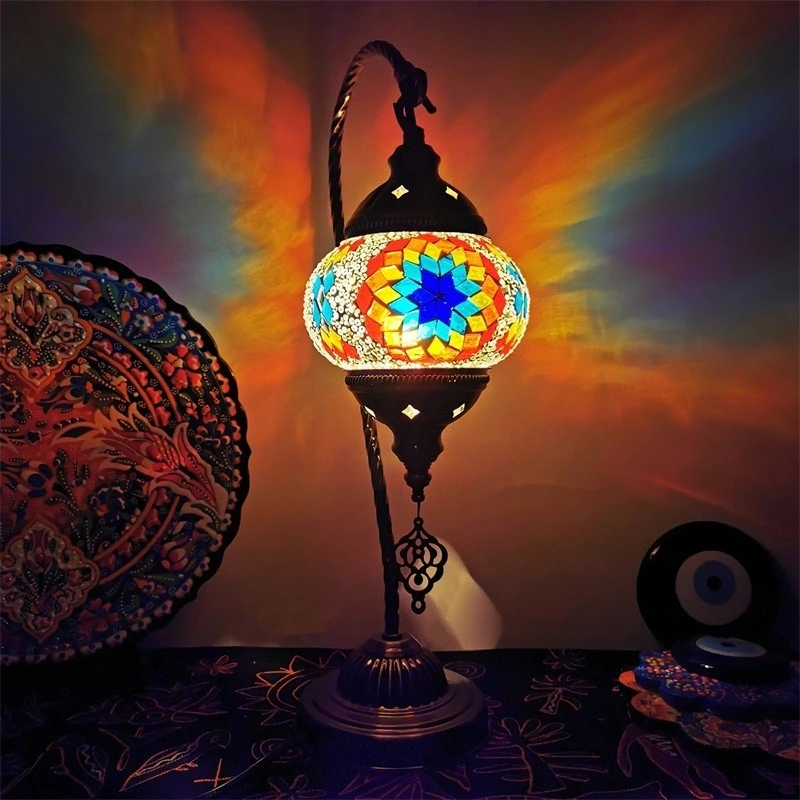 Mediterranean Style Art Deco Turkish Mosaic Table Lamp (WH-VTB-09)