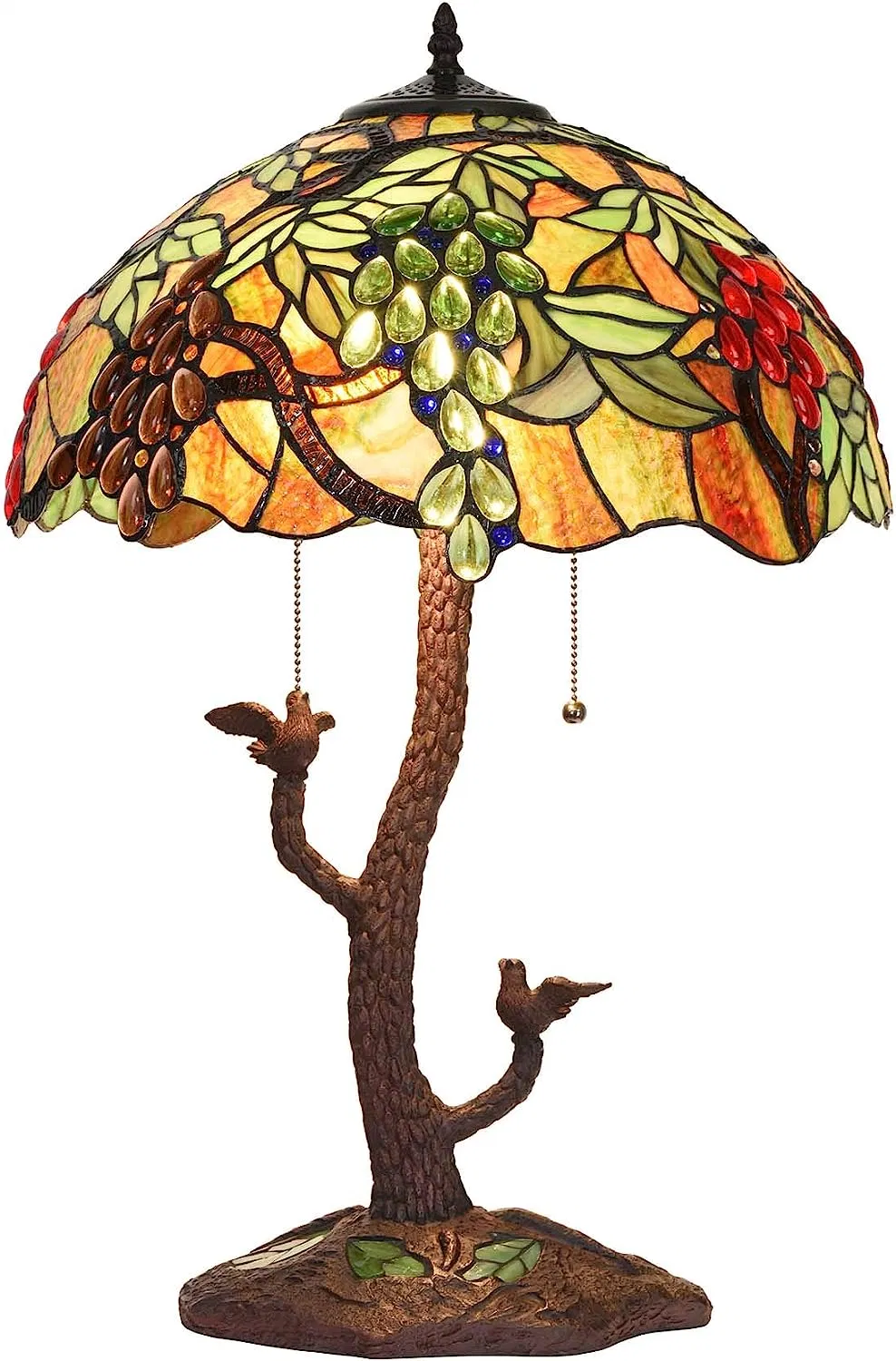 Jlt-1180 Tiffany Stained Glass Table Lamp with Tree Trunk Mosaic Base