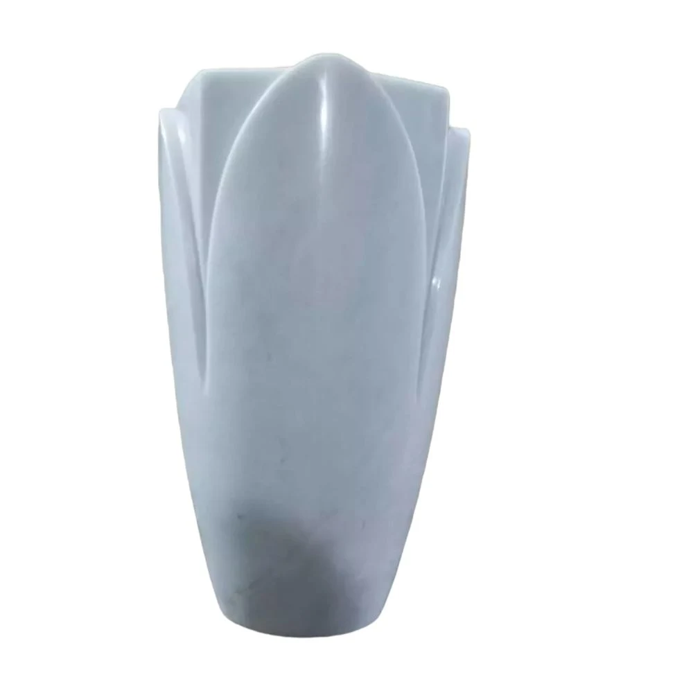 Natural Stone White Marble Lotus Vase for Tombstone & Gravestone