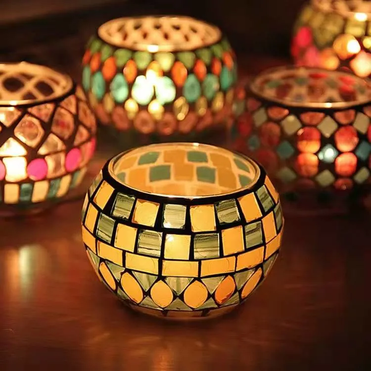 DIY Glass Mosaic Candle Jar Candle Holders